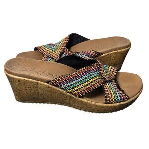 Skechers Womens Luxe Foam Beverlee Delighted Wedge Sandals Size 7 Comfy Summer